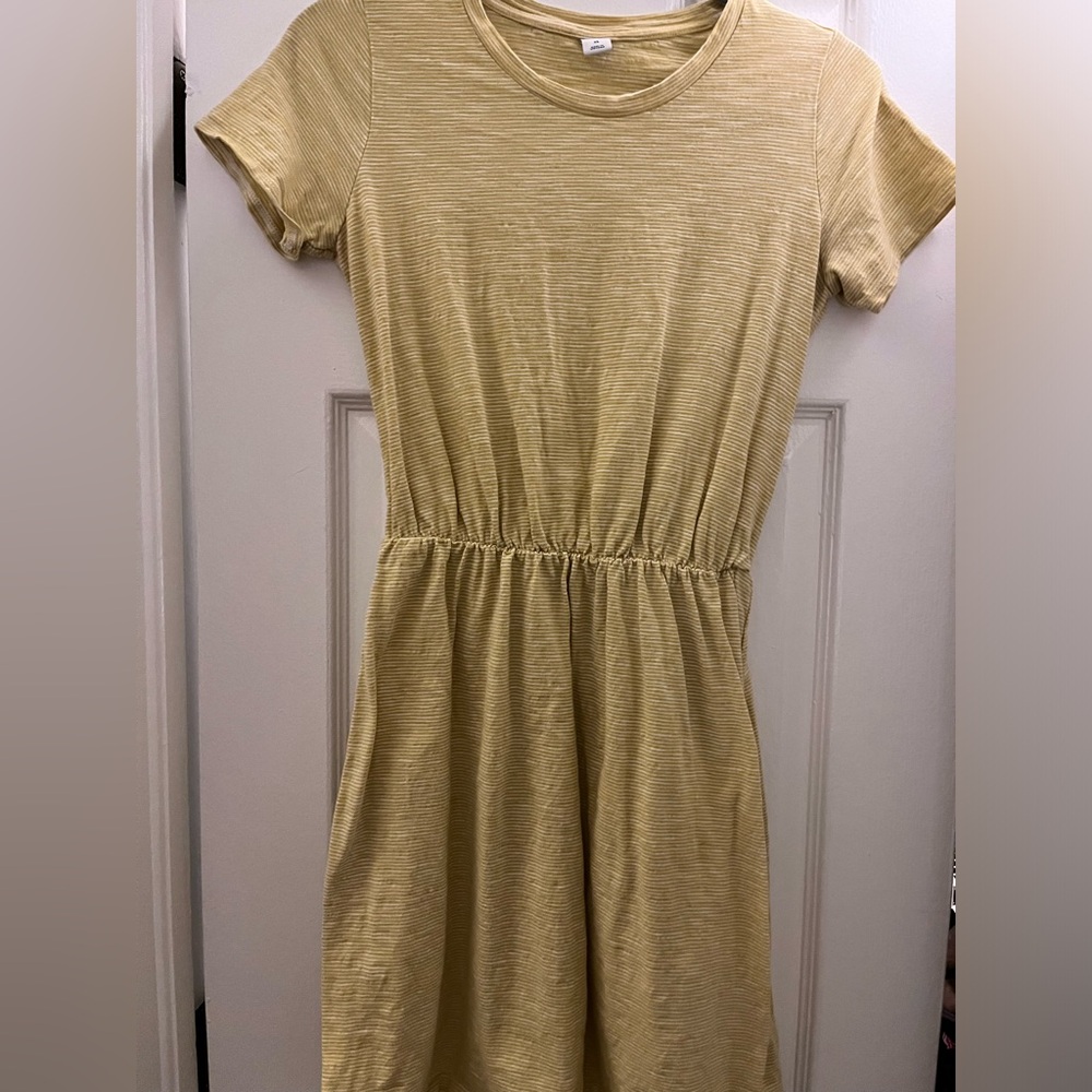 Yellow striped casual summer dress